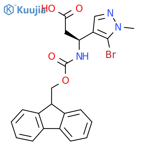 (3S)-3-(5-bromo-1-methyl-1H-pyrazol-4-yl)-3-({(9H-fluoren-9-yl)methoxycarbonyl}amino)propanoic acid structure