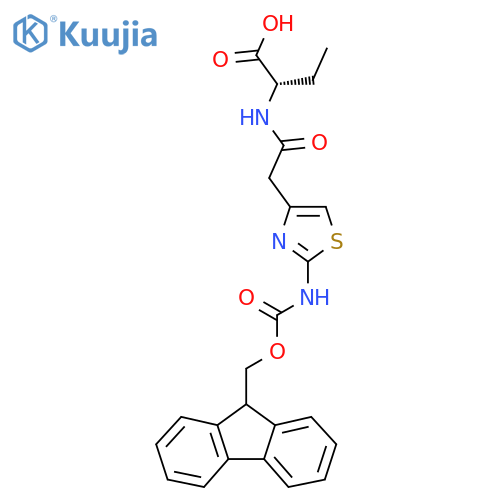 (2S)-2-{2-2-({(9H-fluoren-9-yl)methoxycarbonyl}amino)-1,3-thiazol-4-ylacetamido}butanoic acid structure