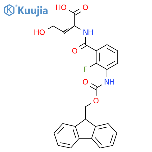(2R)-2-{3-({(9H-fluoren-9-yl)methoxycarbonyl}amino)-2-fluorophenylformamido}-4-hydroxybutanoic acid structure