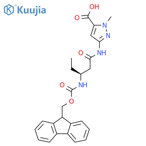 3-(3S)-3-({(9H-fluoren-9-yl)methoxycarbonyl}amino)pentanamido-1-methyl-1H-pyrazole-5-carboxylic acid structure