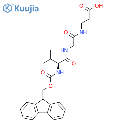 3-{2-(2S)-2-({(9H-fluoren-9-yl)methoxycarbonyl}amino)-3-methylbutanamidoacetamido}propanoic acid structure