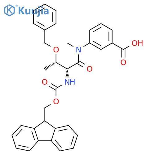 3-(2R,3S)-3-(benzyloxy)-2-({(9H-fluoren-9-yl)methoxycarbonyl}amino)-N-methylbutanamidobenzoic acid structure