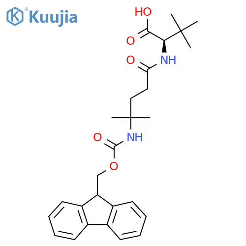 (2R)-2-4-({(9H-fluoren-9-yl)methoxycarbonyl}amino)-4-methylpentanamido-3,3-dimethylbutanoic acid structure