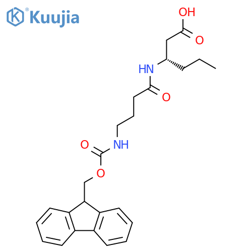 (3S)-3-[4-({[(9H-fluoren-9-yl)methoxy]carbonyl}amino)butanamido]hexanoic acid structure