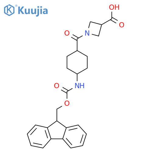1-(1s,4s)-4-({(9H-fluoren-9-yl)methoxycarbonyl}amino)cyclohexanecarbonylazetidine-3-carboxylic acid structure