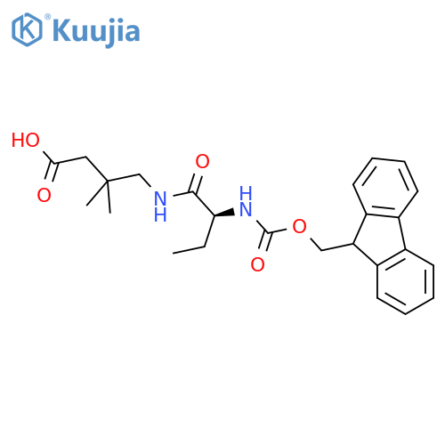 4-[(2S)-2-({[(9H-fluoren-9-yl)methoxy]carbonyl}amino)butanamido]-3,3-dimethylbutanoic acid structure