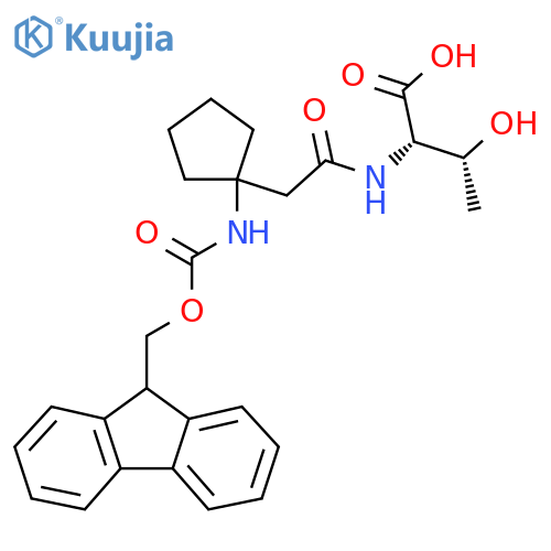 (2S,3R)-2-{2-1-({(9H-fluoren-9-yl)methoxycarbonyl}amino)cyclopentylacetamido}-3-hydroxybutanoic acid structure
