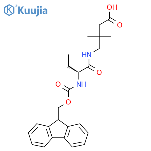4-(2R)-2-({(9H-fluoren-9-yl)methoxycarbonyl}amino)butanamido-3,3-dimethylbutanoic acid structure