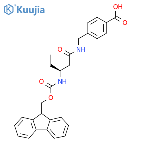 4-{(3S)-3-({(9H-fluoren-9-yl)methoxycarbonyl}amino)pentanamidomethyl}benzoic acid structure