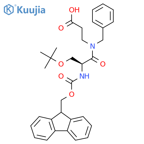 3-(2S)-N-benzyl-3-(tert-butoxy)-2-({(9H-fluoren-9-yl)methoxycarbonyl}amino)propanamidopropanoic acid structure
