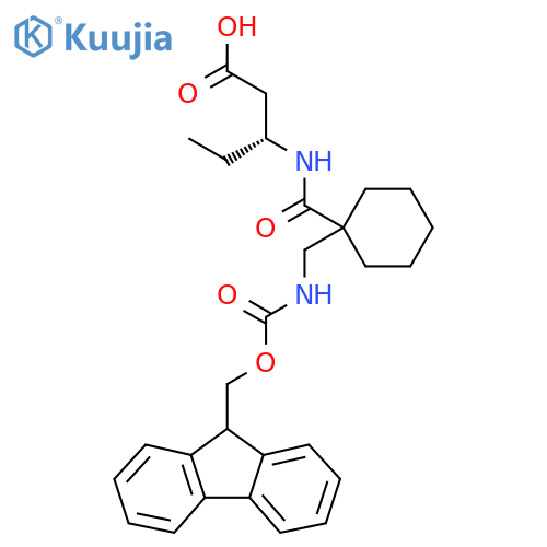 (3R)-3-({1-({(9H-fluoren-9-yl)methoxycarbonyl}amino)methylcyclohexyl}formamido)pentanoic acid structure