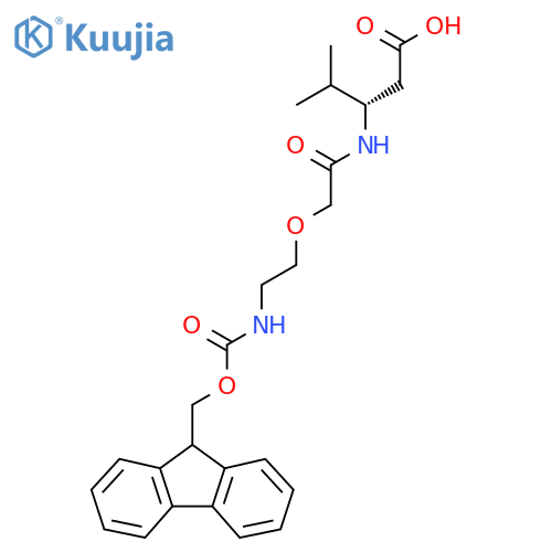 (3S)-3-{2-2-({(9H-fluoren-9-yl)methoxycarbonyl}amino)ethoxyacetamido}-4-methylpentanoic acid structure