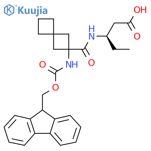 (3R)-3-{2-({(9H-fluoren-9-yl)methoxycarbonyl}amino)spiro3.3heptan-2-ylformamido}pentanoic acid structure