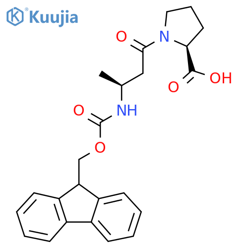 (2S)-1-(3S)-3-({(9H-fluoren-9-yl)methoxycarbonyl}amino)butanoylpyrrolidine-2-carboxylic acid structure
