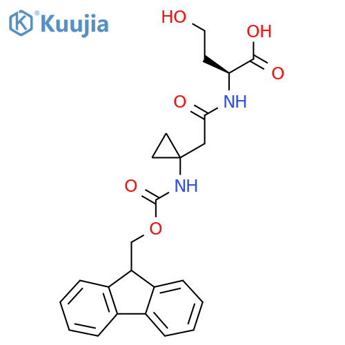 (2S)-2-{2-1-({(9H-fluoren-9-yl)methoxycarbonyl}amino)cyclopropylacetamido}-4-hydroxybutanoic acid structure