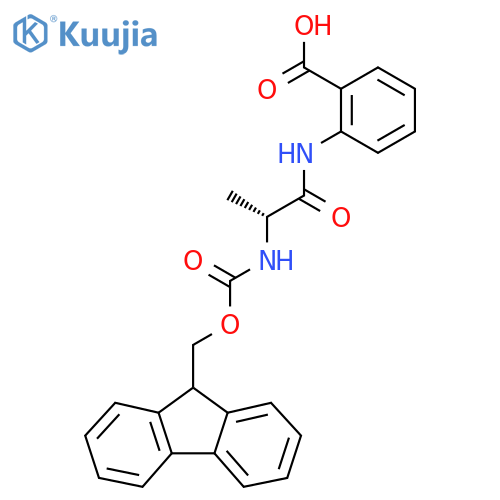 2-(2R)-2-({(9H-fluoren-9-yl)methoxycarbonyl}amino)propanamidobenzoic acid structure