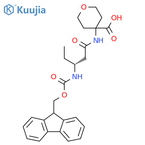 4-(3R)-3-({(9H-fluoren-9-yl)methoxycarbonyl}amino)pentanamidooxane-4-carboxylic acid structure