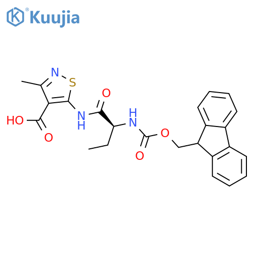 5-(2S)-2-({(9H-fluoren-9-yl)methoxycarbonyl}amino)butanamido-3-methyl-1,2-thiazole-4-carboxylic acid structure