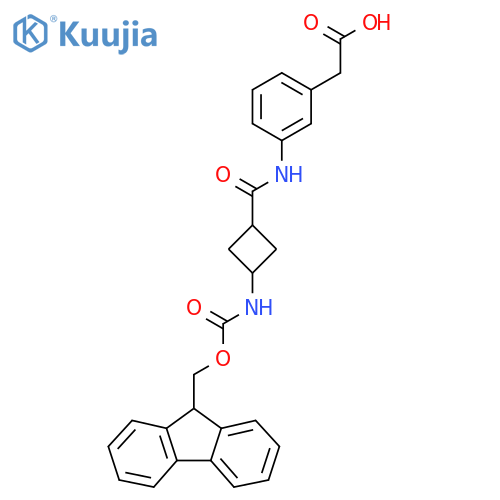 2-{3-(1r,3r)-3-({(9H-fluoren-9-yl)methoxycarbonyl}amino)cyclobutaneamidophenyl}acetic acid structure