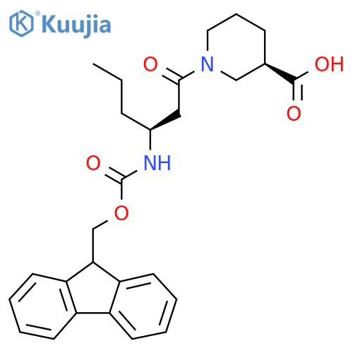 (3R)-1-(3S)-3-({(9H-fluoren-9-yl)methoxycarbonyl}amino)hexanoylpiperidine-3-carboxylic acid structure
