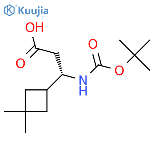 (3S)-3-{(tert-butoxy)carbonylamino}-3-(3,3-dimethylcyclobutyl)propanoic acid structure