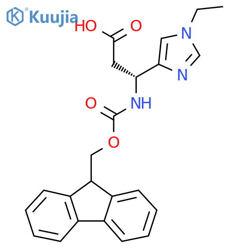 (3R)-3-(1-ethyl-1H-imidazol-4-yl)-3-({(9H-fluoren-9-yl)methoxycarbonyl}amino)propanoic acid structure