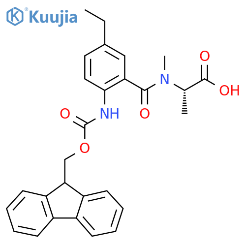 (2S)-2-{1-5-ethyl-2-({(9H-fluoren-9-yl)methoxycarbonyl}amino)phenyl-N-methylformamido}propanoic acid structure