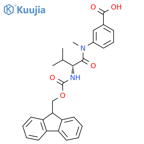 3-(2R)-2-({(9H-fluoren-9-yl)methoxycarbonyl}amino)-N,3-dimethylbutanamidobenzoic acid structure