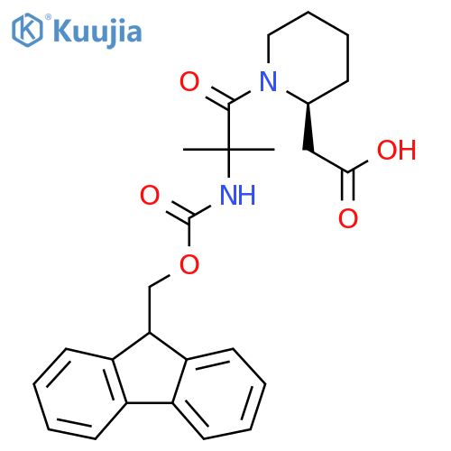 2-(2S)-1-2-({(9H-fluoren-9-yl)methoxycarbonyl}amino)-2-methylpropanoylpiperidin-2-ylacetic acid structure