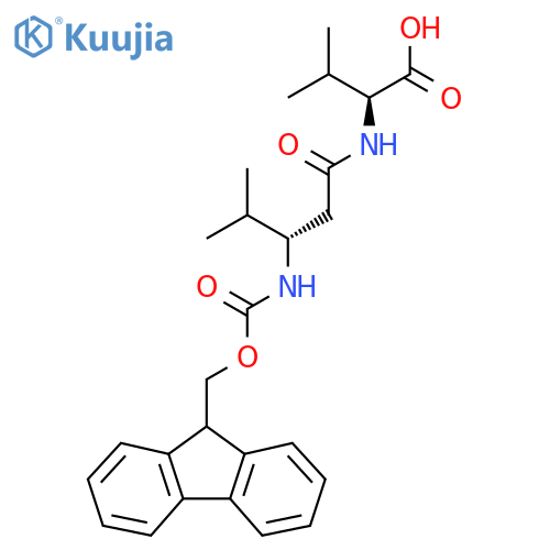(2S)-2-(3S)-3-({(9H-fluoren-9-yl)methoxycarbonyl}amino)-4-methylpentanamido-3-methylbutanoic acid structure