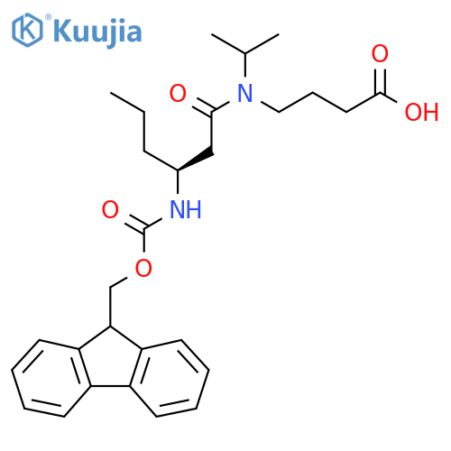 4-(3S)-3-({(9H-fluoren-9-yl)methoxycarbonyl}amino)-N-(propan-2-yl)hexanamidobutanoic acid structure