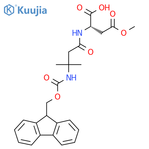 (2S)-2-3-({(9H-fluoren-9-yl)methoxycarbonyl}amino)-3-methylbutanamido-4-methoxy-4-oxobutanoic acid structure