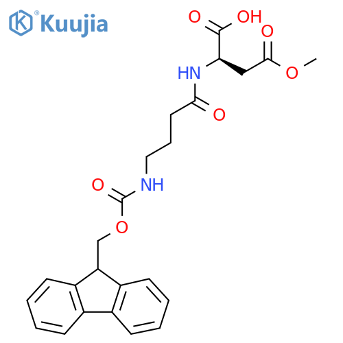 (2R)-2-4-({(9H-fluoren-9-yl)methoxycarbonyl}amino)butanamido-4-methoxy-4-oxobutanoic acid structure
