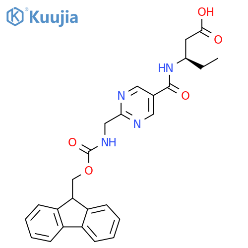 (3R)-3-({2-({(9H-fluoren-9-yl)methoxycarbonyl}amino)methylpyrimidin-5-yl}formamido)pentanoic acid structure