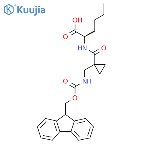 (2S)-2-({1-({(9H-fluoren-9-yl)methoxycarbonyl}amino)methylcyclopropyl}formamido)hexanoic acid structure