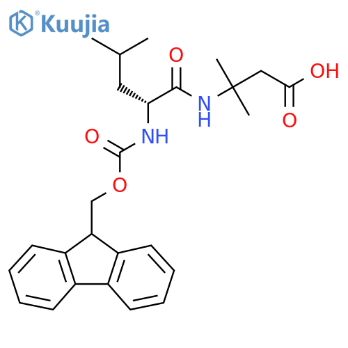 3-(2R)-2-({(9H-fluoren-9-yl)methoxycarbonyl}amino)-4-methylpentanamido-3-methylbutanoic acid structure