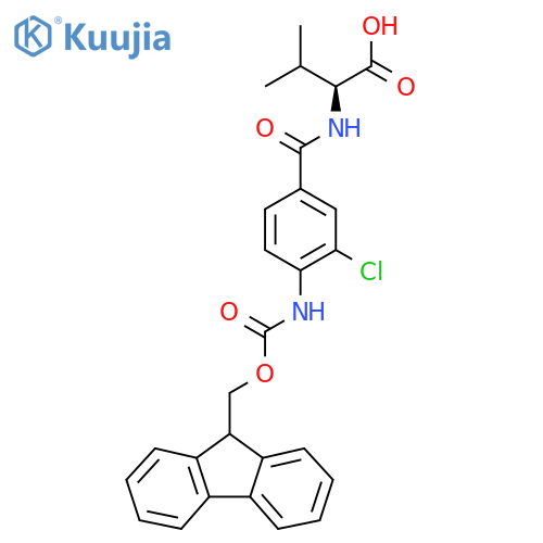 (2S)-2-{3-chloro-4-({(9H-fluoren-9-yl)methoxycarbonyl}amino)phenylformamido}-3-methylbutanoic acid structure