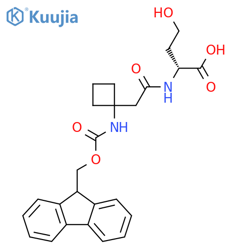 (2R)-2-{2-1-({(9H-fluoren-9-yl)methoxycarbonyl}amino)cyclobutylacetamido}-4-hydroxybutanoic acid structure