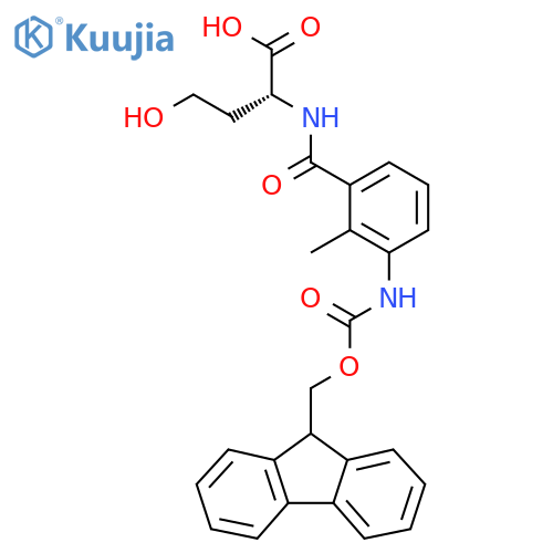 (2R)-2-{3-({(9H-fluoren-9-yl)methoxycarbonyl}amino)-2-methylphenylformamido}-4-hydroxybutanoic acid structure