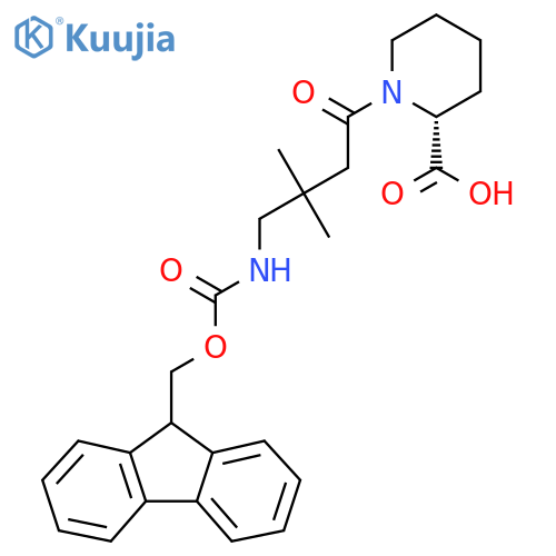 (2R)-1-4-({(9H-fluoren-9-yl)methoxycarbonyl}amino)-3,3-dimethylbutanoylpiperidine-2-carboxylic acid structure