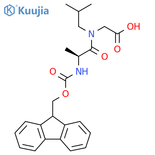 2-(2S)-2-({(9H-fluoren-9-yl)methoxycarbonyl}amino)-N-(2-methylpropyl)propanamidoacetic acid structure