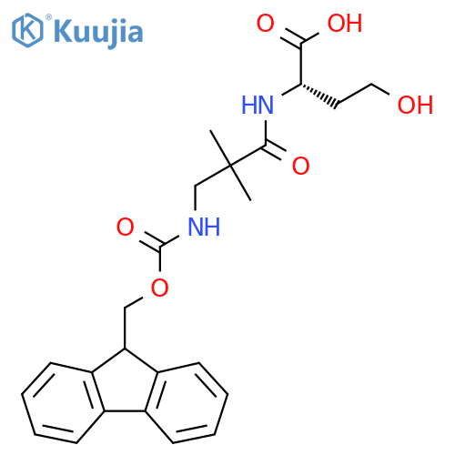 (2S)-2-3-({(9H-fluoren-9-yl)methoxycarbonyl}amino)-2,2-dimethylpropanamido-4-hydroxybutanoic acid structure