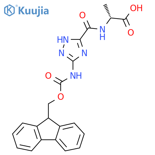 (2R)-2-{5-({(9H-fluoren-9-yl)methoxycarbonyl}amino)-1H-1,2,4-triazol-3-ylformamido}propanoic acid structure