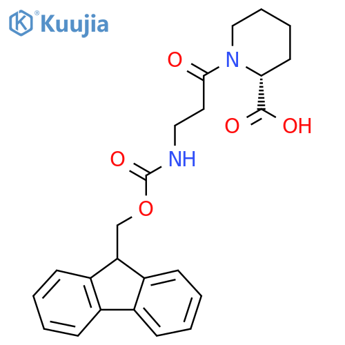 (2R)-1-3-({(9H-fluoren-9-yl)methoxycarbonyl}amino)propanoylpiperidine-2-carboxylic acid structure