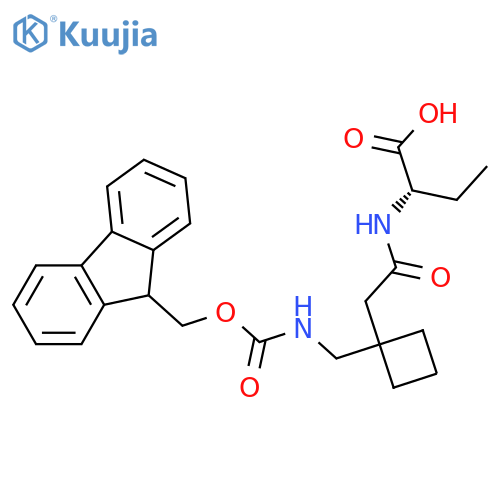 (2S)-2-(2-{1-({(9H-fluoren-9-yl)methoxycarbonyl}amino)methylcyclobutyl}acetamido)butanoic acid structure