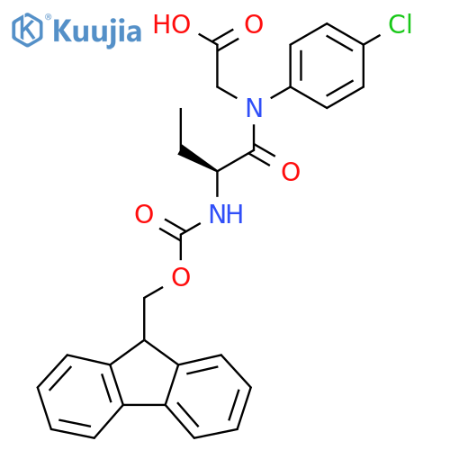 2-(2S)-N-(4-chlorophenyl)-2-({(9H-fluoren-9-yl)methoxycarbonyl}amino)butanamidoacetic acid structure