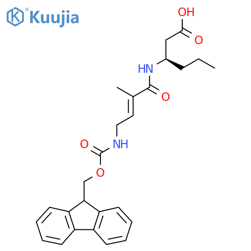 (3R)-3-4-({(9H-fluoren-9-yl)methoxycarbonyl}amino)-2-methylbut-2-enamidohexanoic acid structure