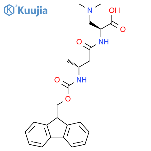 (2S)-3-(dimethylamino)-2-(3R)-3-({(9H-fluoren-9-yl)methoxycarbonyl}amino)butanamidopropanoic acid structure
