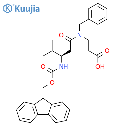 3-(3R)-N-benzyl-3-({(9H-fluoren-9-yl)methoxycarbonyl}amino)-4-methylpentanamidopropanoic acid structure