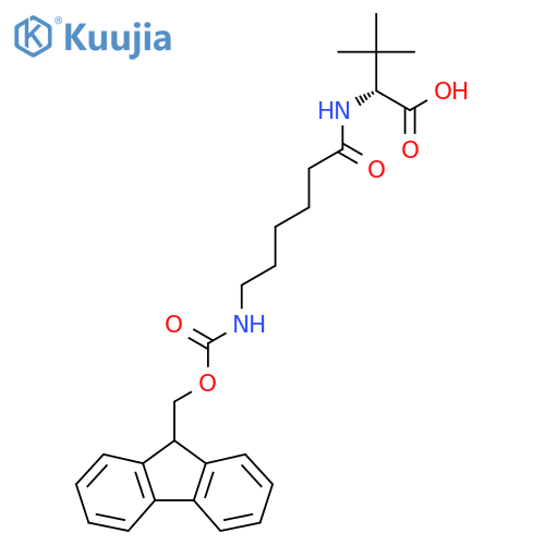 (2R)-2-6-({(9H-fluoren-9-yl)methoxycarbonyl}amino)hexanamido-3,3-dimethylbutanoic acid structure
